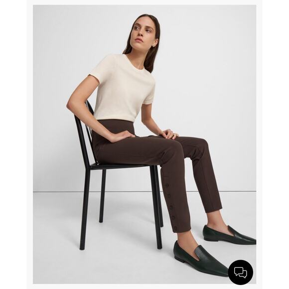 Theory Button Legging Mocha Brown Size Medium - Picture 1 of 7